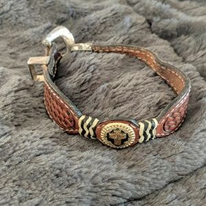 Leather belt buckle bracelet